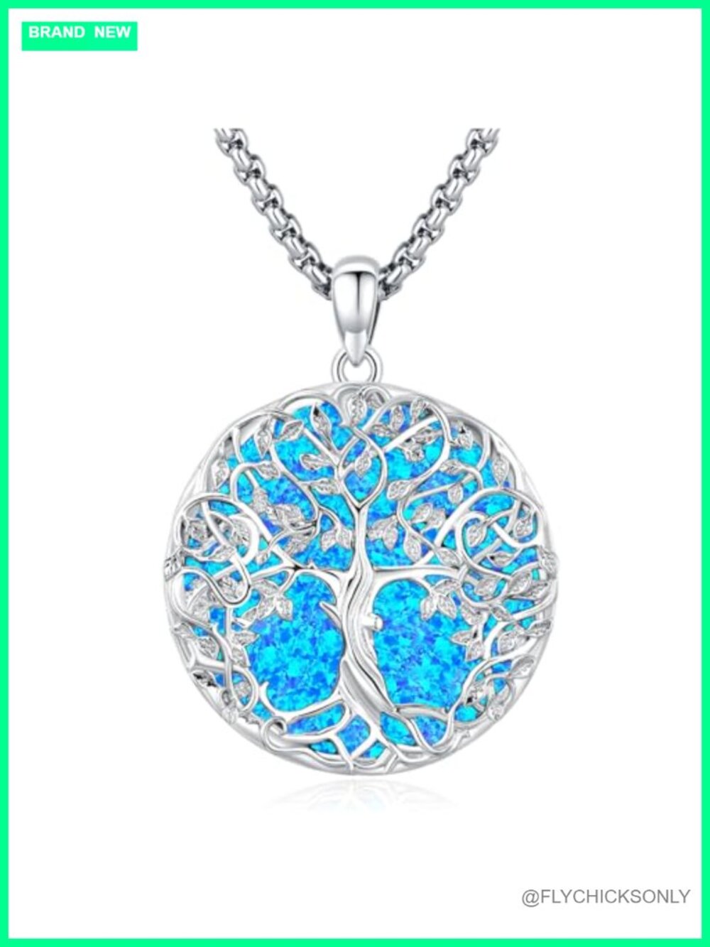 Sterling Silver Tree of Life Opal Pendant Necklace for Women